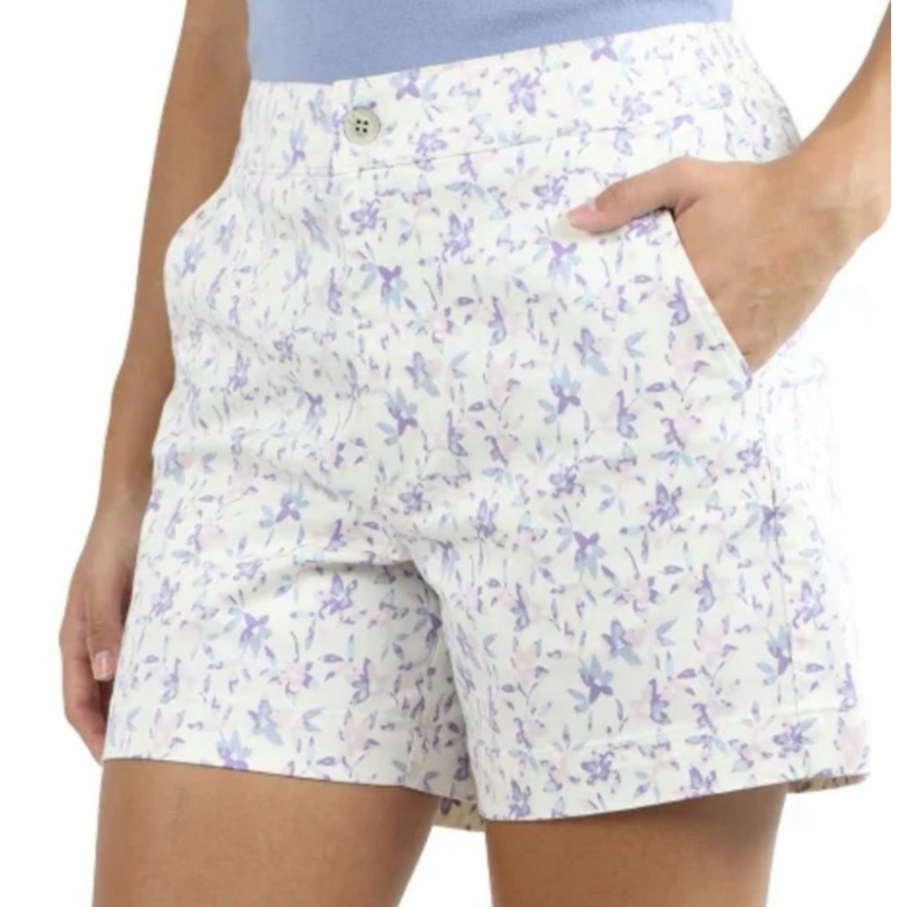 Women's Jachs Girlfriend Floral Shorts Size M - White & Purple